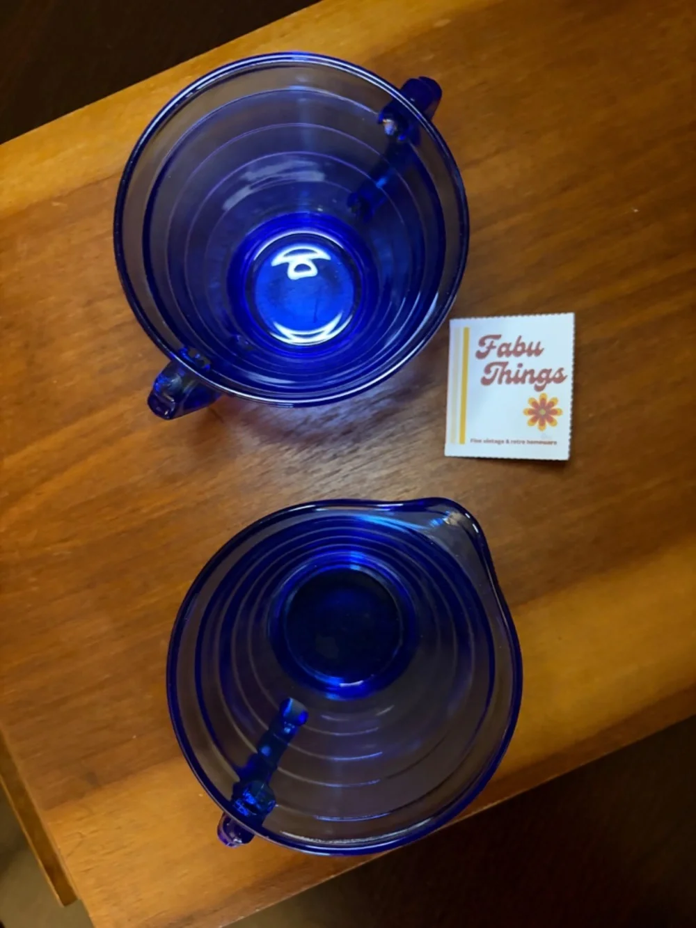 Vintage (1934-42) Hazel-Atlas Moderntone Cobalt Blue Glass Creamer & Sugar Bowl